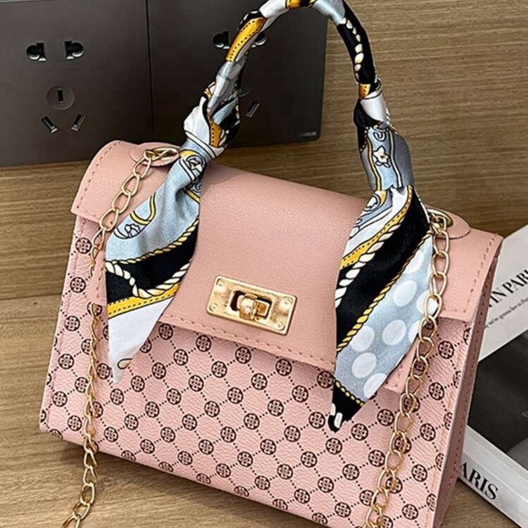 Handbags - New Fashion Silk Scarf Decor Chain Shoulder Crossbody Handbag & Tote Bag